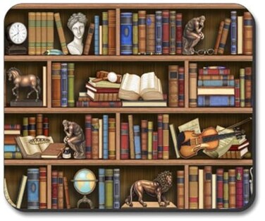 Art Plates Books in Library Mouse Pad Image by Dan Morris