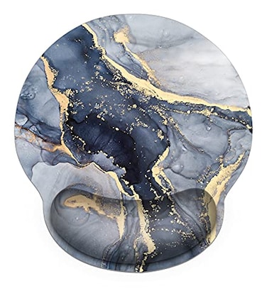 ARTSO Ergonomic Mouse Pad with Wrist Rest Support Gel Non Slip Rubber Base Pad Computer PC Laptop Women Men Mousepad for Home Office Gaming Working Easy Typing Pain Relief Gilt Marble