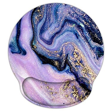 ARTSO Ergonomic Mouse Pad with Wrist Rest Support Gel Non Slip Rubber Base Pad Computer PC Laptop Women Men Mousepad for Home Office Gaming Working Easy Typing Pain Relief Purple Marble