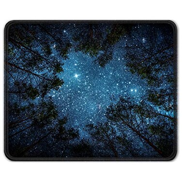 Auhoahsil Mouse Pad 12 x 10 in Nature Theme Computer Mouse Pad for Desk PremiumTextured NonSlip Rubber Stitched Edges Waterproof Square Mouse Mat for Gaming Work Wireless Mice Night Sky