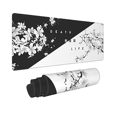 aportt Black White Cherry Blossom Mouse Pad Japanese Sakura Death Life Extended Desk Mat 80X30 cm NonSlip Rubber Base Stitched Edge Large XL Playmat for Gaming Laptop Computer PC Desktop315118 Inch