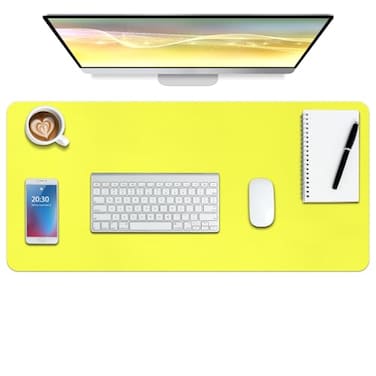 Boutilon Leather Desk Pad ProtectorNonSlip Mouse PadLaptop Desk PadOffice Mouse MatWaterproof Leather Desk BlotterDesk Writing Pad for Office and Home MLemon30x14