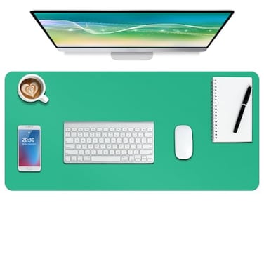 Boutilon Leather Desk Pad ProtectorNonSlip Mouse PadLaptop Desk PadOffice Mouse MatWaterproof Leather Desk BlotterDesk Writing Pad for Office and Home MLight Green30x14