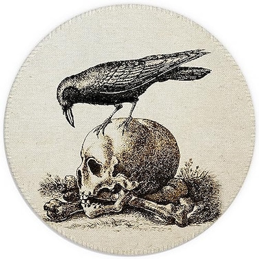 Sufamb Crow On A Skull Gothic Macabre Art Waterproof Small Round Mouse Pad 79 x 79 Inch NonSlip Rubber Base Decorative Gaming Mouse pad for Office Gothic Theme Room Desk Decor Gothic Lover Gift