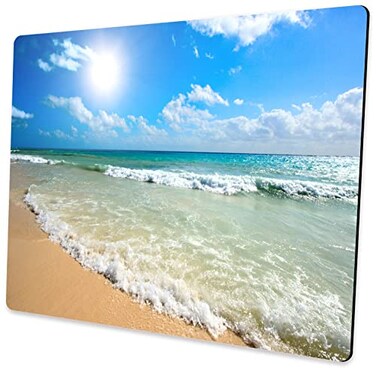 LQFIWSS Customized Square Gaming Office Mouse Pad Wave Beach Anti Slip Rubber Base Mouse Pad Suitable for Desktop and Laptop Computer Mouse Pads