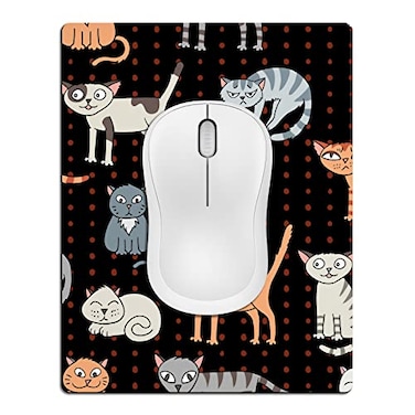 Cyanbone Small Mouse Pad Cute Mini Mouse Pads for Wireless Mouse and Laptop Travel Mousepad with Designs Funny Cats Portable Mouse Mat with NonSlip Rubber Base and Waterproof Cloth 55 x 7 in
