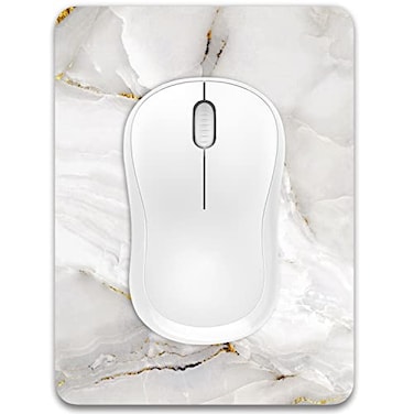 Dapesuom Small Mouse Pad 6 x 8 Inch Thick Rubber PremiumTextured NonSlip Portable Washable Mini Mouse Mat for Women Men Wireless Laptops Keyboard Tray Gaming Computer Office Travel White Marble