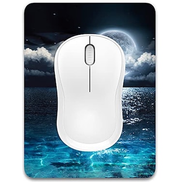 Dapesuom Small Mouse Pad 6 x 8 Inch Thick Rubber PremiumTextured NonSlip Portable Washable Mini Mouse Mat for Women Wireless Laptops Keyboard Tray Gaming Work Computer Travel Moon Over The Sea