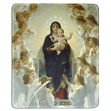 dealzEpic Art Mousepad Natural Rubber Mouse Pad with Famous Fine Art Painting of The Virgin with Angels by WilliamAdolphe Bouguereau Stitched Edges 95x79 inches
