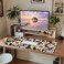 ARTSO Extended Gaming Mouse Pad XXL ArtSo Large Keyboard Mat Long Mousepad Desk Decor Writing Pad Non Slip Rubber Base Stitched Edges for Work Game Office Home 351 x 157 Purple Marble