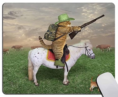 Solekla Funny Cat Cowboy Mouse Pad with NonSlip Rubber Base PremiumTextured Mousepad Mouse Pads for Computers Laptop PC Office Home 79 x 95 in