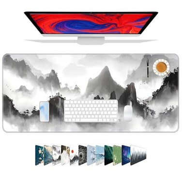 Galdas Mouse Pad for GamingXXL XL Large Mouse Mat Long Extended Mousepad Desk Mat NonSlip Rubber Mice Pads Stitched Edges ThinBlack Ink Background 315 x 118 x 012 Inches