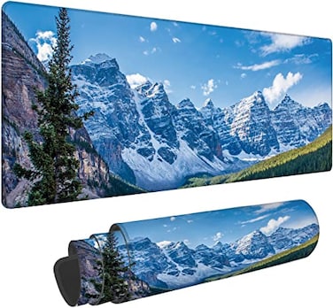 Hanazaoa Moraine Lake and Rocky Mountains Gaming Mouse Pad Large XL Desk Mat NonSlip Laptop Computer Keyboard Mouse Pad for Office Home 315x118 Inch
