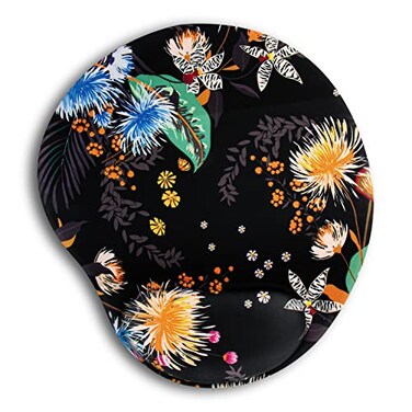 HODYXIN Ergonomic Mouse Pad with Wrist SupportCute Mouse Pads with Wrist RestComfortable Mouse Pad for Home Office Gaming Working Computers LaptopPain Relief with NonSlip PU Base Black Floral