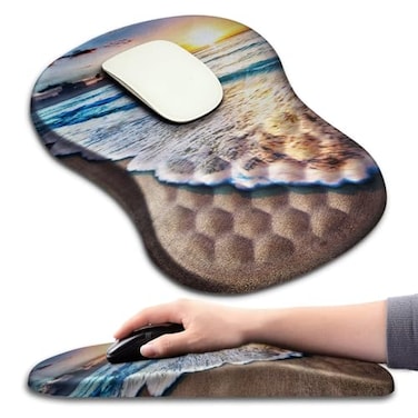 Hokafenle Ergonomic Mouse Pad Wrist Support with Massage Design Wrist Rest Pain Relief Mousepad with Memory FoamNonSlip PU Base Mouse Pads for Wireless Mouse Desk 12x8 inchSunrise Beach