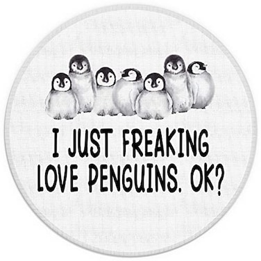QIYUHOY I Just Freaking Love Penguins OK Small Mouse Pad 79x79 InchesWashable Round Cloth Mousepad for Office Laptop ComputerNonSlip Rubber Base Mouse Pads for Wireless MousePenguin Lovers Girls Gift