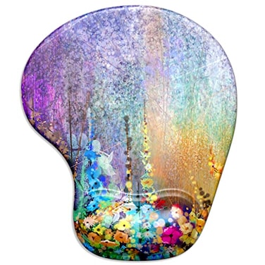 ITNRSIIET Ergonomic Mouse Pad with Gel Wrist Support Wrist Rest Smooth Surface NonSlip PU Base Comfortable Office Supplies Pain Relief 95 x 8 inches Art Flower