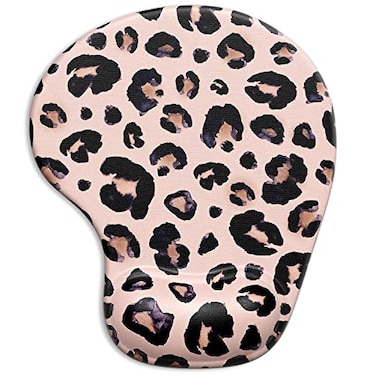 ITNRSIIET Ergonomic Mouse Pad with Gel Wrist Support Wrist Rest Smooth Surface NonSlip PU Base Comfortable Office Supplies Pain Relief 95 x 8 inches Leopard Black Purple