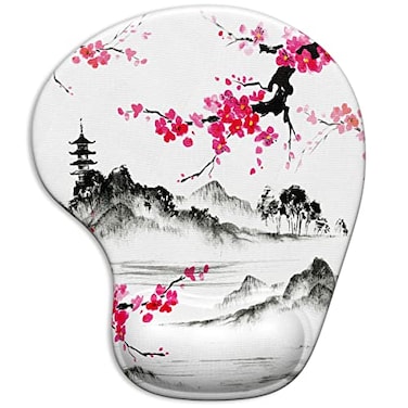 ITNRSIIET Ergonomic Mouse Pad with Gel Wrist Support Wrist Rest Smooth Surface NonSlip PU Base Comfortable Office Supplies Pain Relief 95 x 8 inches Sakura