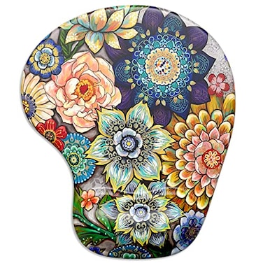 ITNRSIIET Ergonomic Mouse Pad with Gel Wrist Support Wrist Rest Smooth Surface NonSlip PU Base Comfortable Office Supplies Pain Relief 95 x 8 inches Succulent Flower