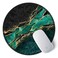 ITNRSIIET Round Mouse Pad with Stitched Edge PremiumTextured Waterproof NonSlip Rubber Base Desktop Protection Mat Diameter 87 inches Green Marble Gold