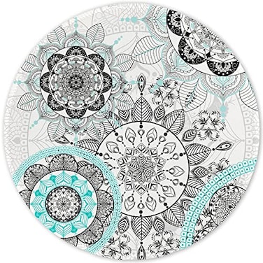 ITNRSIIET Round Mouse Pad with Stitched Edge PremiumTextured Waterproof NonSlip Rubber Base Desktop Protection Mat Diameter 87 inches Mandala Flowers