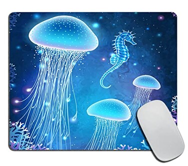 TSSOHU Jellyfish Mouse Pad Blue Magic Medusa Underwater Sea Life Customized PremiumTextured Mouse MatWashable Mousepads NonSlip Rubber Base Small Mousepad 9579012 inches