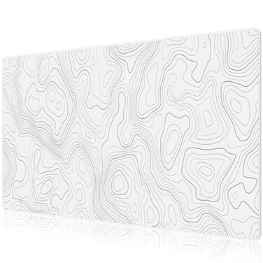 JIALONG White Topographic Large Gaming Mouse Pad XXL Mousepad Big Mouse Mat Desk Pad for Keyboard and Mouse Gaming Computer Laptop PC Desk Office Accessories