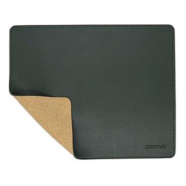 KINOPREV Leather Mouse Pad Wood Mouse Pads with Stitched EdgePU NonSlip Mouse MatDouble Side MousepadWaterproof Gaming Mouse Pad for DeskLaptopOffice Home102 x 831 PackBlackish Green