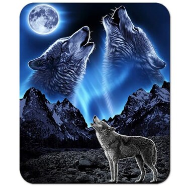 knseva Cool Wolves Howling at The Moon Rectangle Mouse Pad Grey Wolf Bright Moonlight Great Mountain Mouse Pads Custom Design