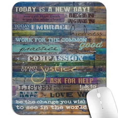 knseva Inspirational Quotes Vintage Rustic Barn Wood Art Mouse Pad Today is a New Day Motivational Quote Mouse Pads