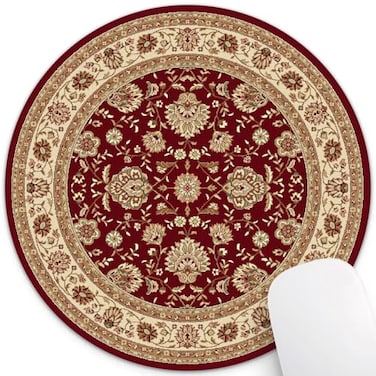 knseva Vintage Oriental Persian Floral Round Mouse Pad Retro Red Beige Flowers Design Mandala Art Circular Mouse Pads
