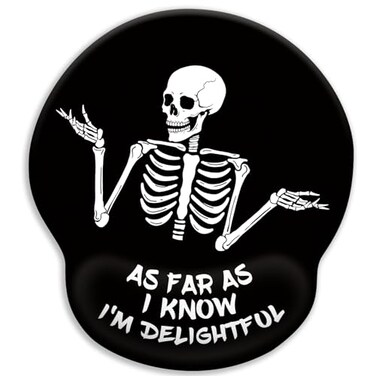 LIMKRIAN Skeleton Mouse Pad Ergonomic Mouse Pad with Wrist Rest Gaming Mouse Pad Wrist Support with NonSlip Pain Relief PU Base Funny Skull Mouse Pads for Desk Goth Office Desk Accessories Decor