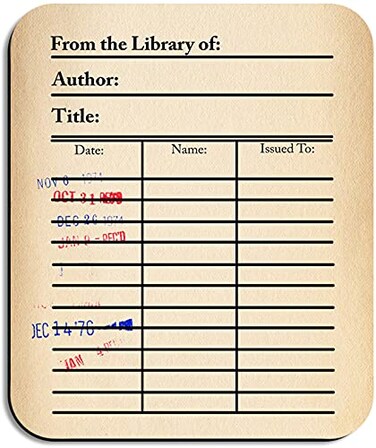Universal Zone Literary Mouse Pad Mousepad with Famous Book Design Library Due Date Card