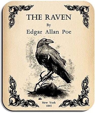 Universal Zone Literary Mouse Pad Mousepad with Famous Book Design Raven Aged Paper