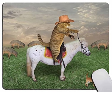 Solekla Mouse Pad Funny Cat and His Dog Mouse Pad Washable Square Cloth Mousepad for Office Laptop NonSlip Rubber Base Mouse Pads for Wireless Mouse Computer Mouse Pads for Desk