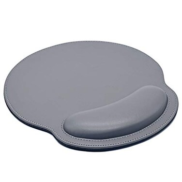 ToLuLu Mouse Pad Leather Wrist Rest Support Ergonomic Memory Foam Mouse Wrist Rest Pad with Non Slip Rubber Base Durable Comfortable Mousepad for Computer Pain Relief at Home Office Work Travel Grey