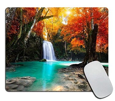 TSSOHU Mouse Pad Rectangle Deep Forest Waterfall AntiSlip Rubber Mousepad for Gaming Office Laptop Computer PC Men Women Kids Cute Custom Pattern