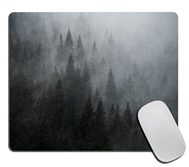TSSOHU Mouse Pad Rectangle Forest Dark Nature Tree Winter Mountain Foggy Woodland AntiSlip Rubber Mousepad for Gaming Office Laptop Computer PC Men Women Kids Cute Custom Pattern