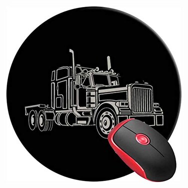 LUBHWT Mouse Pad Round Gaming Mouse Mat Truck Driver Trucker Hauling NonSlip Rubber Base Mousepad Cute Mousemat for Laptop Computer PC Office Home