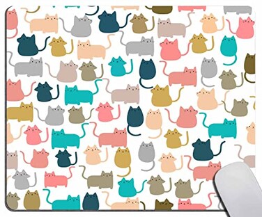 Solekla Mouse Pad Square Lovely Multicolor Cartoon Cats AntiSlip Rubber Mousepad for Gaming Office Laptop Computer PC Men Women Kids Cute Custom Pattern 79 x 95 in