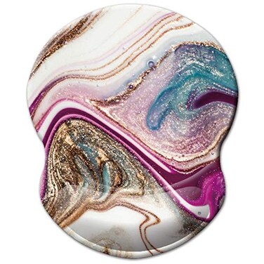 LESHIRY Mouse Pad with Wrist Support Non Slip Mousepad Wrist Rest for Office Computer Laptop MacComfortable Lightweight Ergonomic Support Mouse MatBeige Purple MarbleWrist