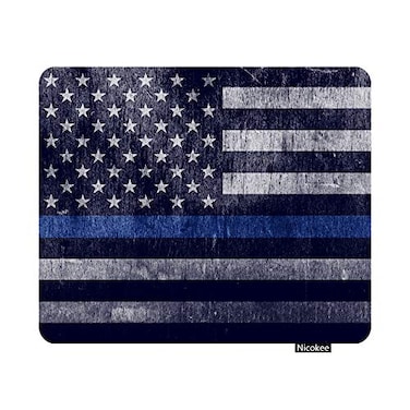 Nicokee Gaming Mouse Pad Police Aged Law Enforcement Support Flag Thin Blue Line Stripe Americanflag NonSlip Rubber Mouse Pad for Computers Laptop Office 95 Inch x 79 Inch
