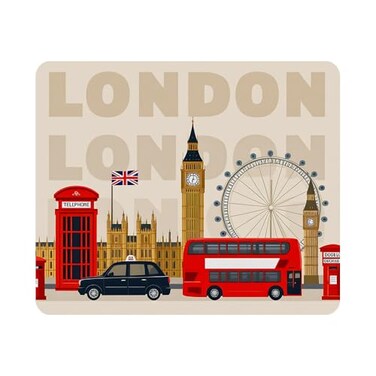 Nicokee London Gaming Mouse Pad Famous Britain Landmarks Monuments Art Pattern Touristic Travel Destination NonSlip Rubber Mouse Pad for Computers Laptop Office 95 Inch x 79 Inch