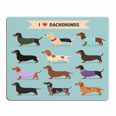 oFloral Dachshund Dog Gaming Mouse Pad I Love Dachshunds Letter Brown Black Green Dogs Decorative Mousepad Rubber Base Home Decor for Computers Laptop Office Home 79X95 Inch