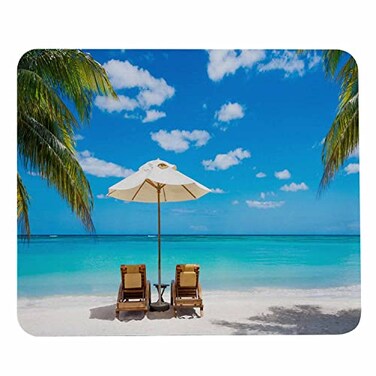 Pehede Mouse Mat Summer Vacation BeachNonSlip Rubber Base Thick Black Mousepad for Laptop Computer PC 79x95 Inch