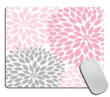 TSSOHU Pink and Grey Flowers Mouse Pads CustomizedGray Dahlia Floral Nursery Abstract Lovely Rubber Mouse Pad Desktop Mousepad Laptop Mousepads 95x79x012 Inch