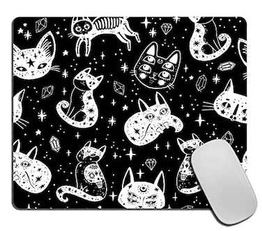 TSSOHU Rectangle Mouse Pad Witchs Cat Cat and Sugar Skull PremiumTextured Custom Mouse Mat DesignWashable Mousepads NonSlip Rubber Base Computer Mousepad Personalized for Wireless Mouse