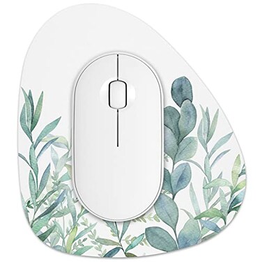 Rimilak Small Mouse Pad 6 x 7 Inch Irregular Mini Mouse Pad with NonSlip Rubber Base Waterproof Compact Mouse Mat for Laptop Computer Wireless Mouse Keyboard Home Office Travel Green Leaves