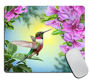 TSSOHU Small Mouse Pad 79 x 95 Inch Bird Hummingbird with Pink Flowers Mousepad with Washable NonSlip Rubber Base Mousepads Computer Mouse Pads for Wireless Mouse